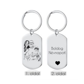 Egyedi boldog névnapot kulcstartó - nemesacél