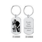 Egyedi enyém tiéd miénk kulcstartó - nemesacél