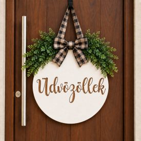 Egyedi feliratos ajtódísz- gravirozott kopogtató