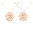 Egyedi anya lánya nyaklánc - gravírozott nemesacél medál - rosegold színben