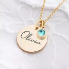 Egyedi születésköves neves gravírozott nemesacél nyaklánc