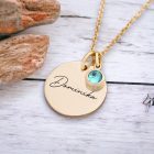 Egyedi gravírozott születésköves nemesacél nyaklánc