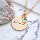 Egyedi gravírozott születésköves nemesacél nyaklánc