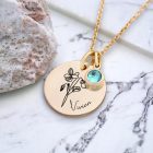 Egyedi birthstone neves nemesacél nyaklánc