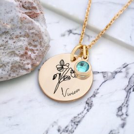 Egyedi birthstone neves nemesacél nyaklánc