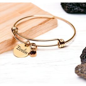 Egyedi születésköves gravírozott nemesacél karkötő