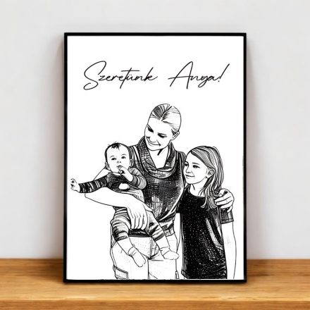 Személyre szabható ceruzarajz képkeret anyáknak