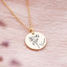 Gravírozható egyedi születésvirág nemesacél nyaklánc