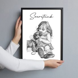 Személyre szabható ceruzarajz képkeret anyának