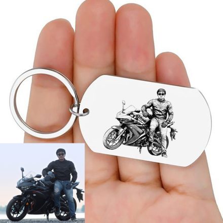 Egyedi motoros kulcstartó - nemesacél