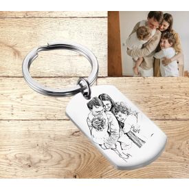 Egyedi fényképes gravírozott nemesacél kulcstartó