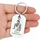 Egyedi fényképes gravírozott  feliratos nemesacél kulcstartó