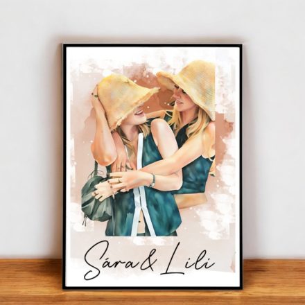 Egyedi watercolor falikép barátoknak